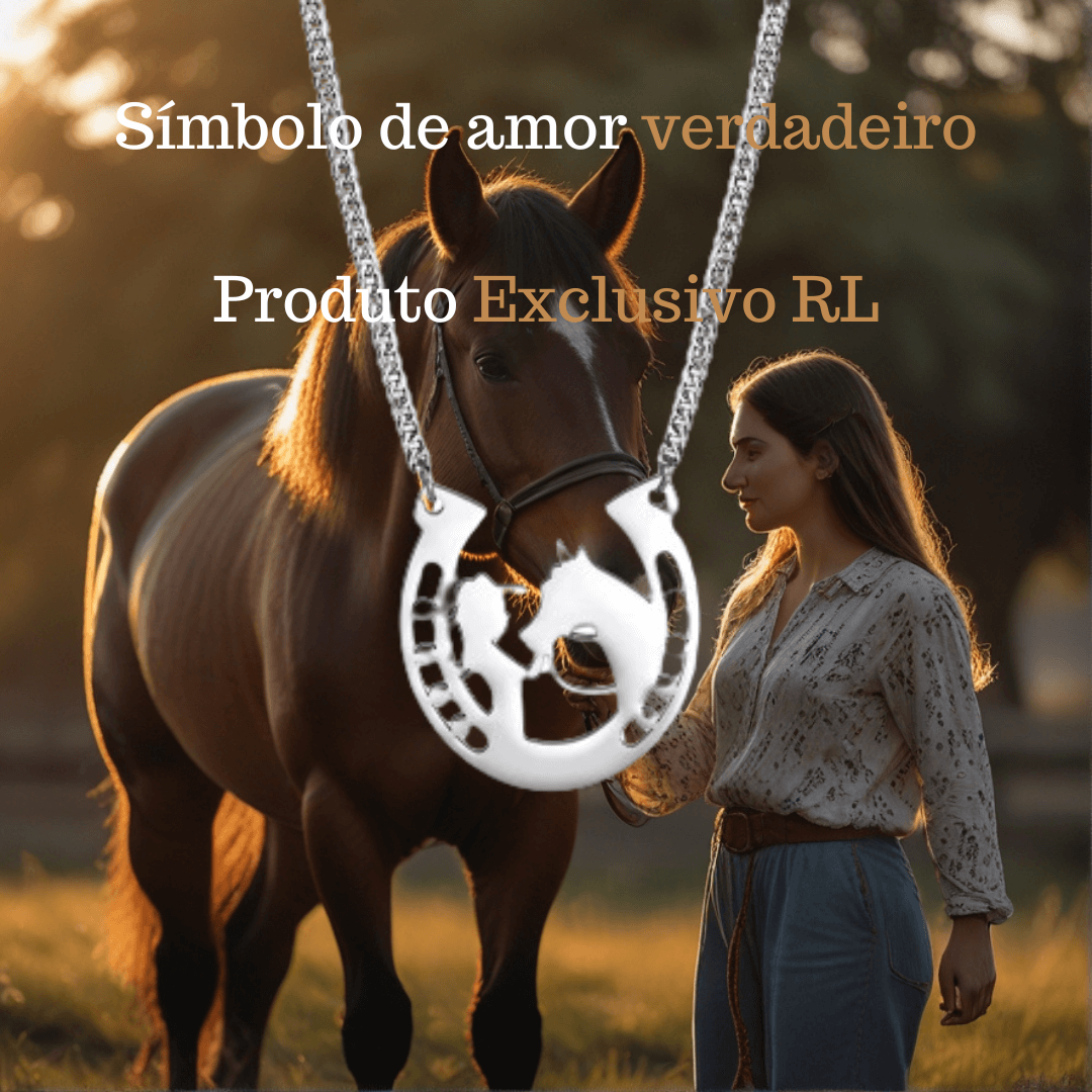 Colar Ferradura com Cavalo e Amazona - Amor Especial Estilo: Ferradura PrataTamanho: 45cm