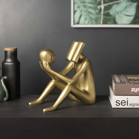 Escultura Mente Iluminada Moderna Cor: Dourado